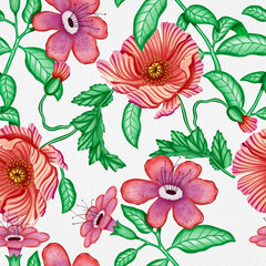 Spring Blooms Watercolor Floral Seamless Pattern