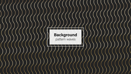 Background pattern waves gold and background black vector