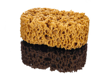 Yellow porous sponge for abstract decor effect isolated on white