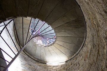 old spiral staircase , view from below