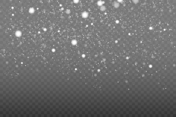 Blizzard, snowstorm or snowfall. Winter background with realistic snowflakes