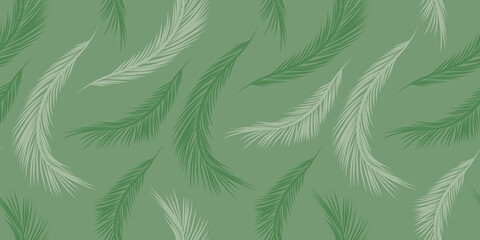 Fototapeta na wymiar Pattern Background with Green Palm Leaves - Illustration in Editable Vector Format