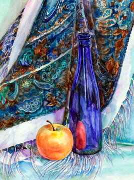 Still life  painting in watercolor. Illustration for your ideas.