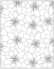 The flowers coloring page. Floral coloring sheet. Coloring page for adults. Vector
