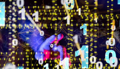 Global network. Blockchain. 3D illustration. Neural networks and artificial intelligence. Abstract