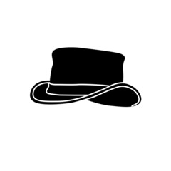 Gentleman Hat Silhouette. Black and White Icon Design Element on Isolated White Background