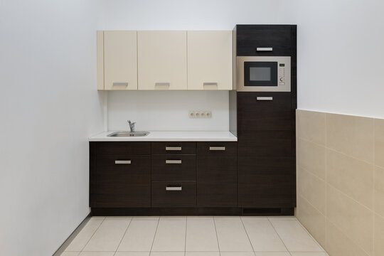 modern kitchen interior with furniture, kitchen in the office