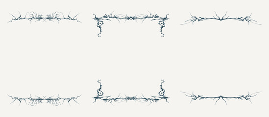 Fairy gloomy ornament. Mystical frame set. Magic border. Vector. 