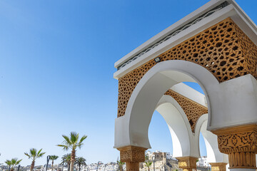 Arched passages of white mosque