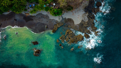 Aerial view of the beach in Costa Rica, Central America. Costa Rica has fantastic beaches and stunning landscapes with lots of nature. The country is famous for ecotourism. 
