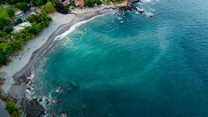 Aerial view of the beach in Costa Rica, Central America. Costa Rica has fantastic beaches and stunning landscapes with lots of nature. The country is famous for ecotourism. 
