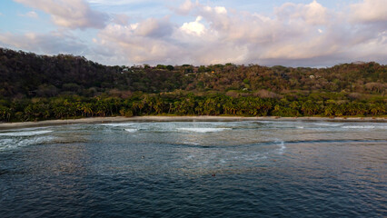 Aerial view of the beach in Costa Rica, Central America. Costa Rica has fantastic beaches and stunning landscapes with lots of nature. The country is famous for ecotourism. 
