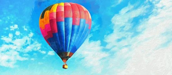  Hot air balloon in the sky, wide panoramic view © Black Morion