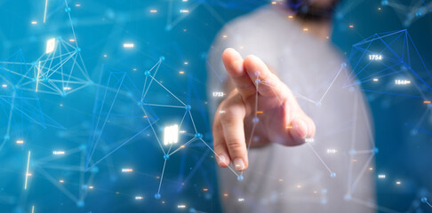 Global world network and telecommunication on earth cryptocurrency and blockchain and IoT