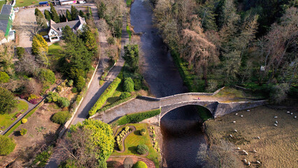 The Brig o' Doon. A stone arch bridge over the River Doon at Alloway, South Ayrshire, Scotland....