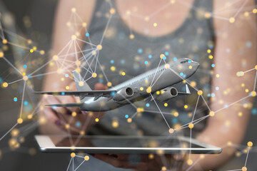 fly Connecting lines and dots.Big data visualization