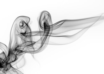 Abstract black smoke on white background, fire design
