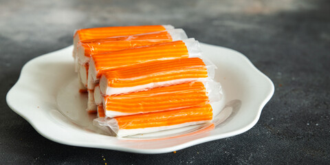 crab stick convenience seafood fast food fresh healthy meal food snack diet on the table copy space food background rustic top view