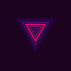 Vintage triangular sunset in the style of the 80s. Vector background. A design element.