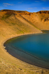The explosion crater and turquoise lake of Víti in the Krafla fissure area of northern Iceland