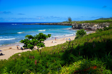 Oneloa Beach along the Kapalua Coastal Trail on West Maui, Hawaii - Picturesque beach with...