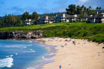 Oneloa Beach along the Kapalua Coastal Trail on West Maui, Hawaii - Picturesque beach with translucid waters in the Pacific Ocean