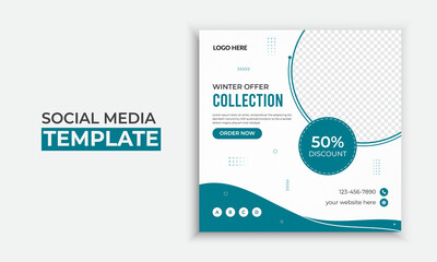 Corporate winter collection fashion social media post and web banner template
