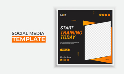 Gym and fitness social media post and web banner design template