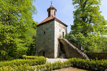 Naklejka premium Glockenturm auch Gefängnisturm, Paschenburg, Rinteln, Weserbergland, Niedersachsen, Deutschland