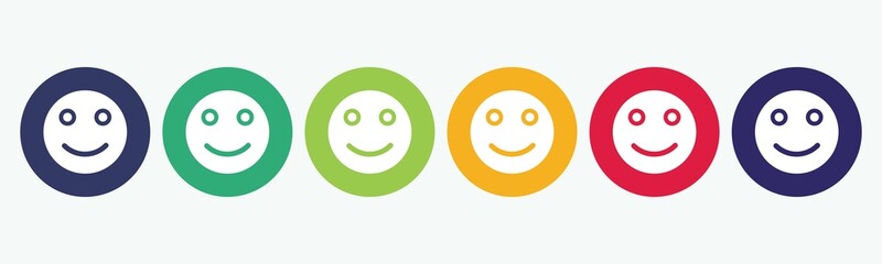Vector set of isolated smiling face  emoji or emoticon icon