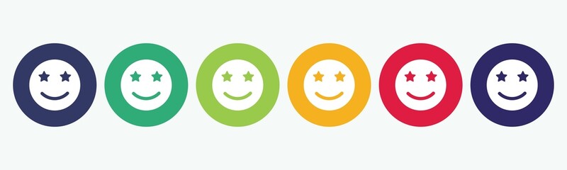 Fototapeta premium Set of flat happy face emoji or emoticon icon.