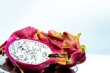 red dragon fruit on a white background for illustration