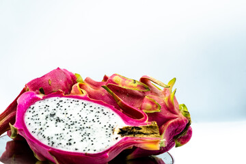 red dragon fruit on a white background for illustration