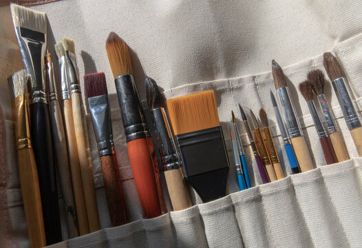 A set of brushes in a special case