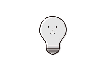 困った顔の光っていない暗い豆電球 - 電源オフ･考え中･停電のイメージ素材
