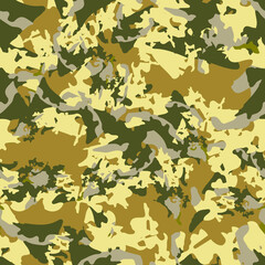 Forest camouflage of various shades of green, grey and yellow colors