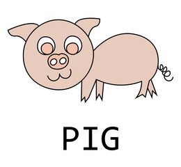 hand drawn illustration of pig