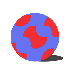 red blue ball on floor isolated