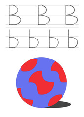 b ball alphabet for trace exercise for kid with illustration