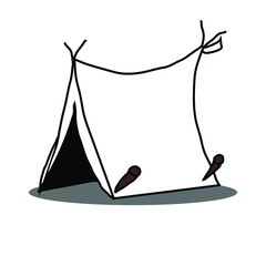 tent draw in cartoon vector isolated