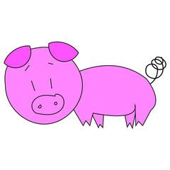 Pig cartoon vector in isolated