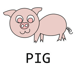 Pig cartoon vector in isolated