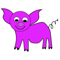 Pig cartoon vector in isolated