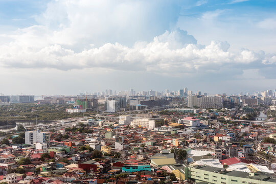 Metro Manila, Philippines - The Paranaque city skyline and surrounding area.