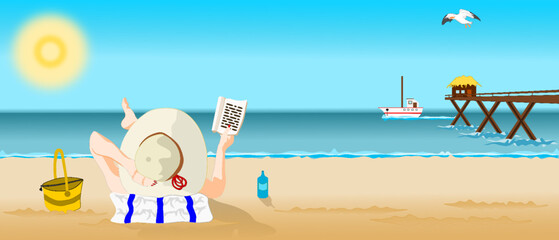 Día de relajación disfrutando de la lectura de un libro en la playa durante un día soleado