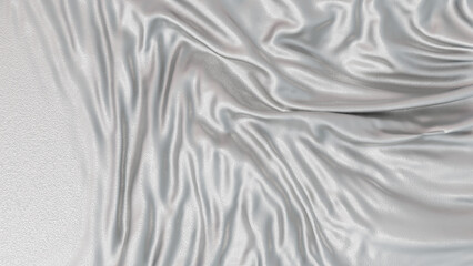 pleated silver fabric. background. 3d render illustration