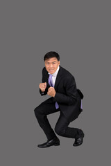 Businessman jumping happy with the job