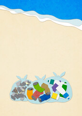 ゴミが回収・分別された美しい砂浜　ペーパークラフト