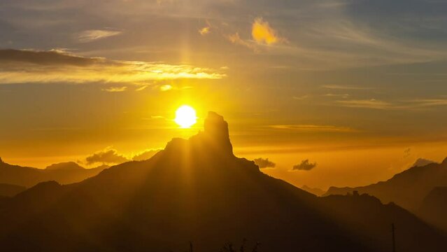 roque nublo in gran canaria sunset timelapse