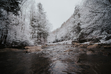 Snowy river landscape